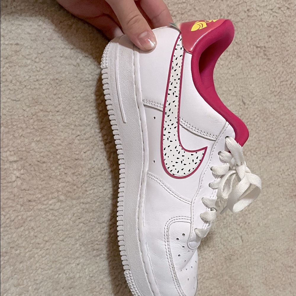 Nike Women's White and Pink Dragon Fruit Air Force 1’s